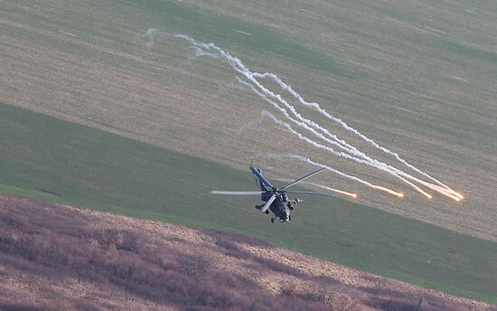 Army aviation helicopters on training mission