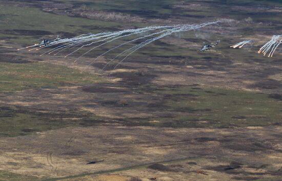 Army aviation helicopters on training mission