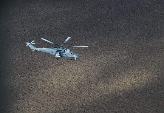 Army aviation helicopters on training mission