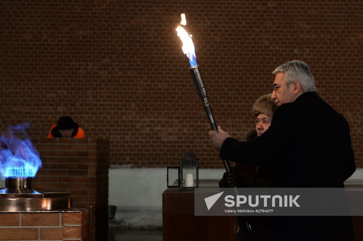Checking burner of Eternal Flame before Defender of Fatherland Day