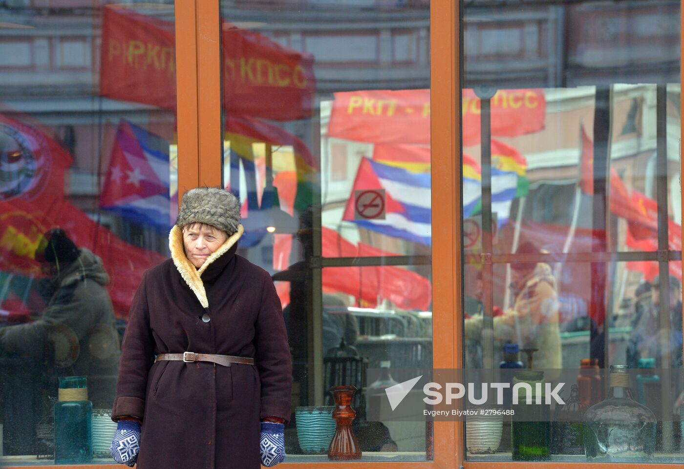 Communisty Party's march and rally devoted to 98th anniversary of Soviet Army and Navy