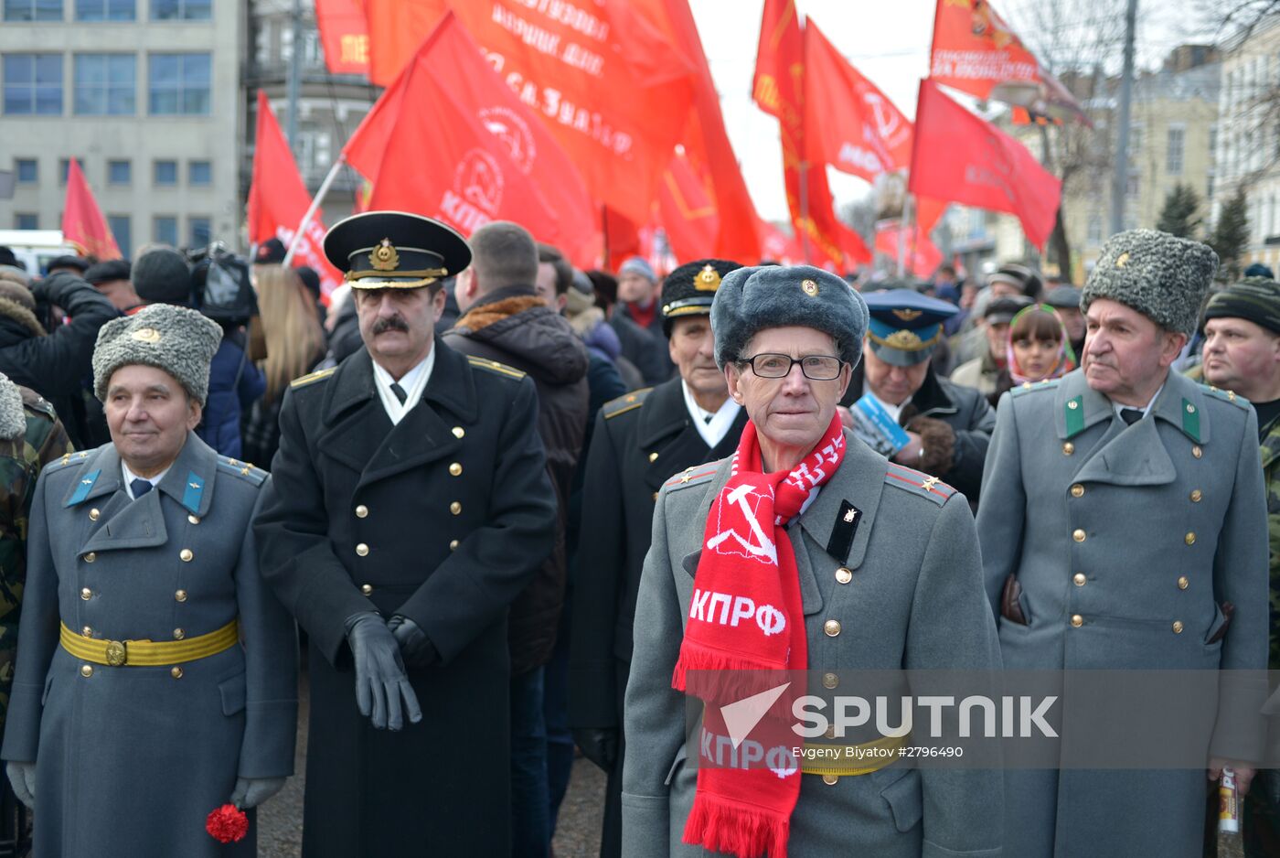 Communisty Party's march and rally devoted to 98th anniversary of Soviet Army and Navy