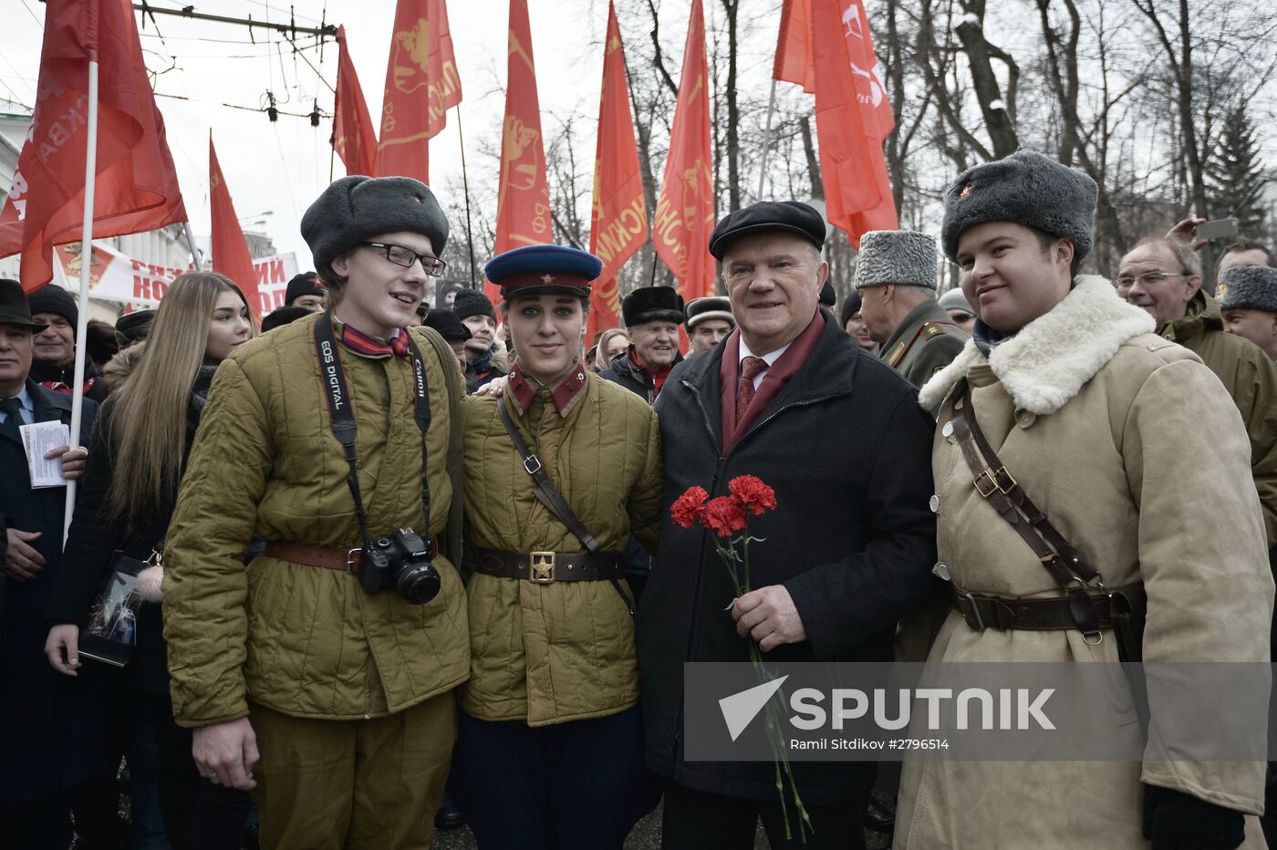 Communist Party's march and rally devoted to 98th anniversary of Soviet Army and Navy