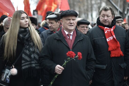 Communist Party's march and rally devoted to 98th anniversary of Soviet Army and Navy