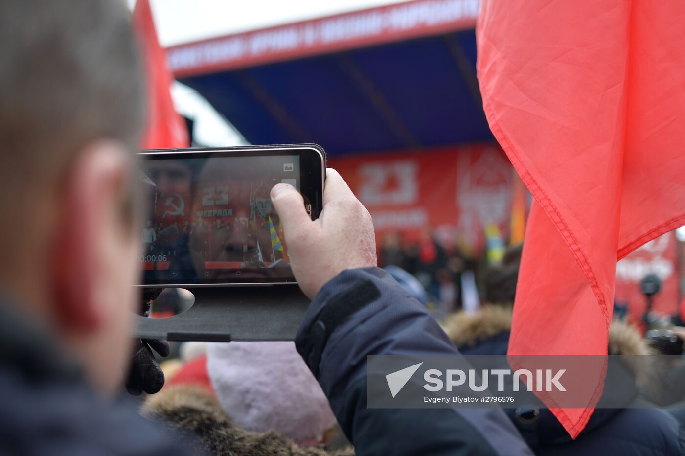 Communist Party's march and rally devoted to 98th anniversary of Soviet Army and Navy