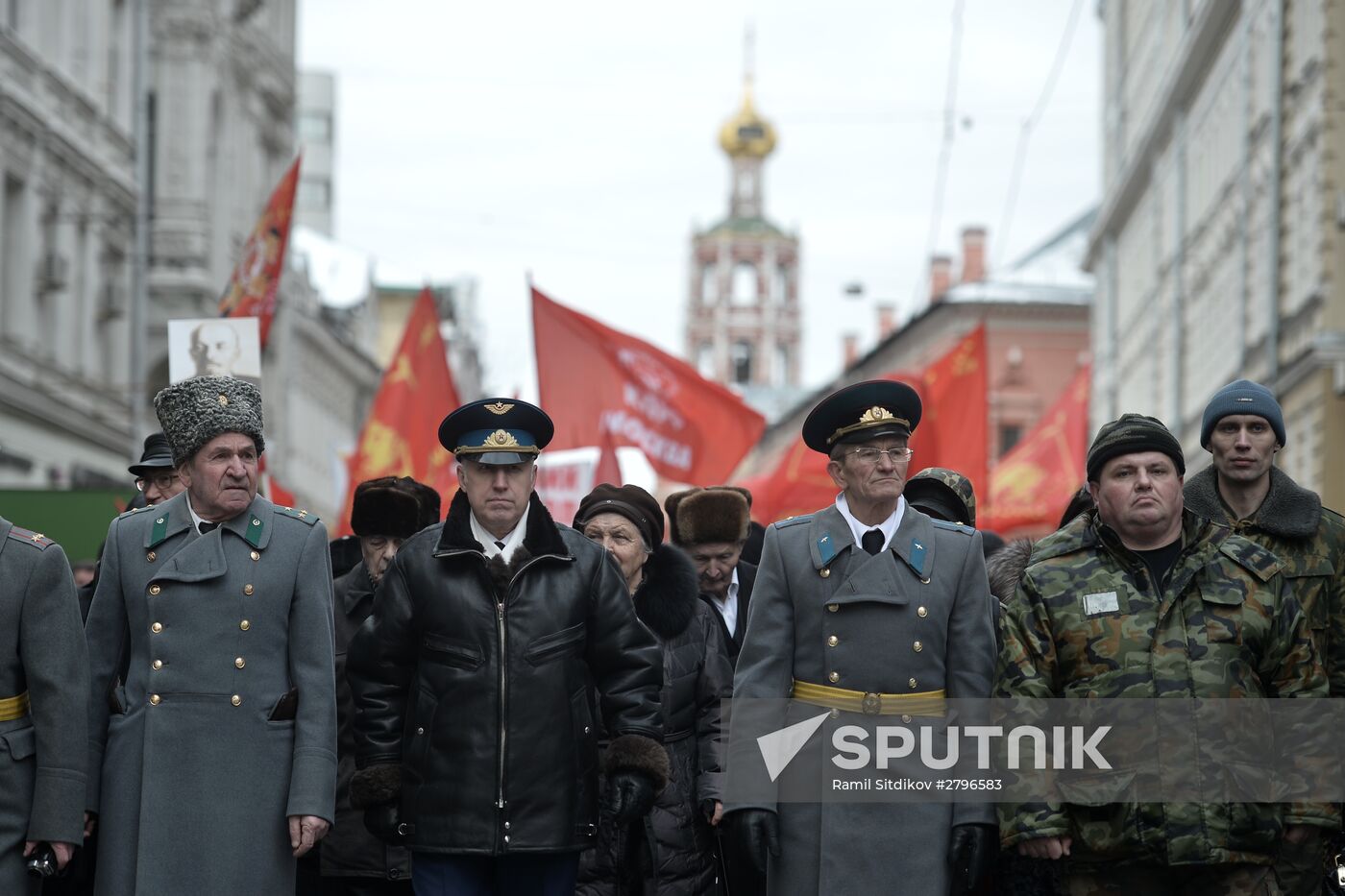Communist Party's march and rally devoted to 98th anniversary of Soviet Army and Navy