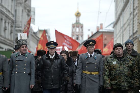 Communist Party's march and rally devoted to 98th anniversary of Soviet Army and Navy