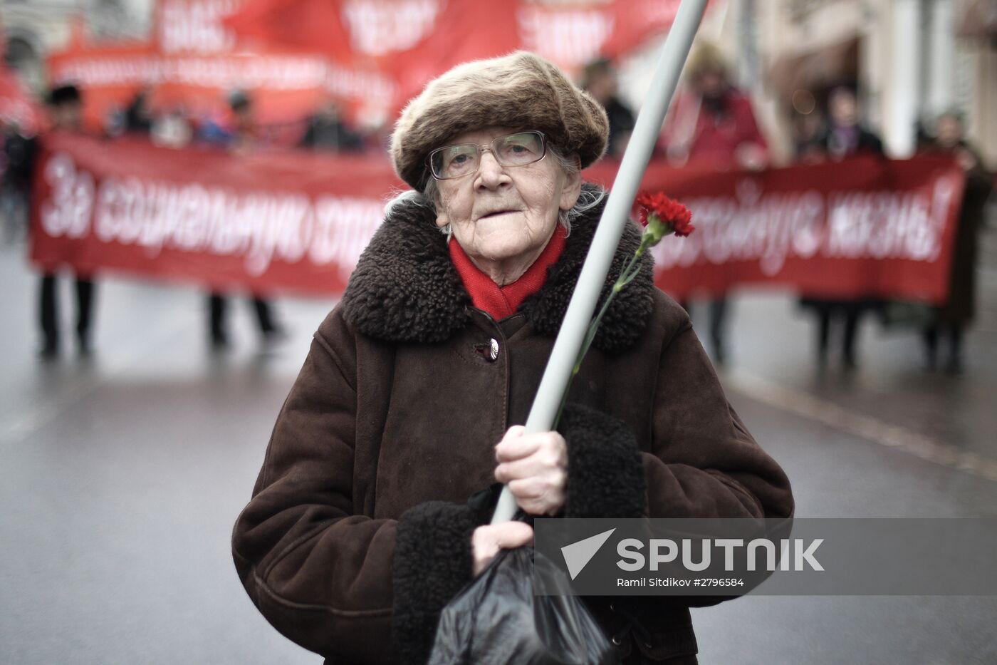 Communist Party's march and rally devoted to 98th anniversary of Soviet Army and Navy