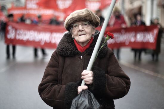 Communist Party's march and rally devoted to 98th anniversary of Soviet Army and Navy