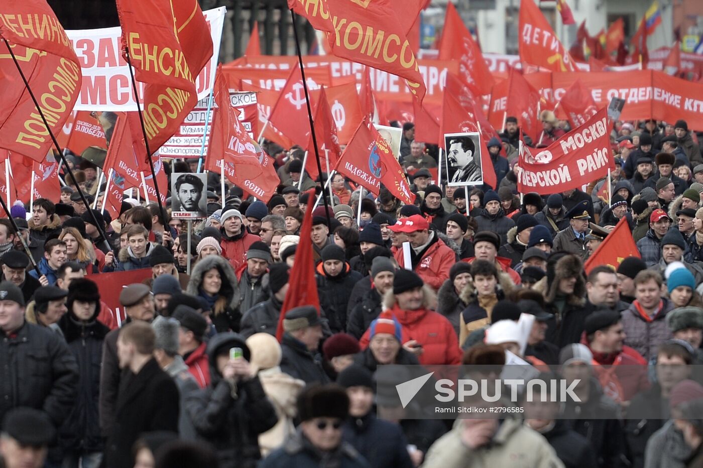 Communist Party's march and rally devoted to 98th anniversary of Soviet Army and Navy