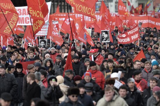 Communist Party's march and rally devoted to 98th anniversary of Soviet Army and Navy
