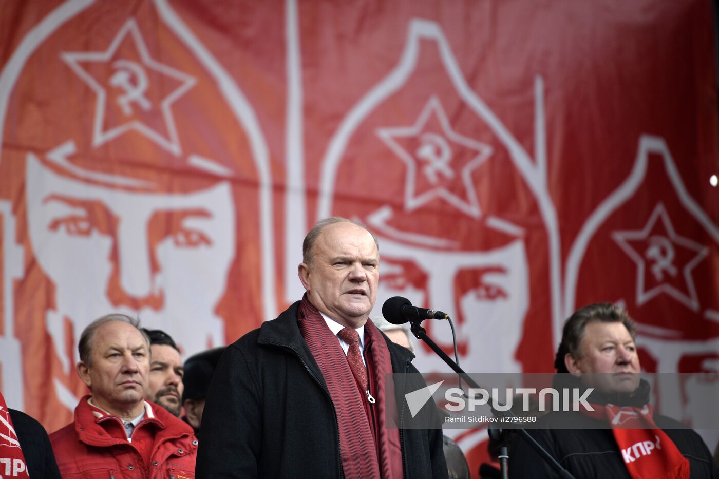 Communist Party's march and rally devoted to 98th anniversary of Soviet Army and Navy