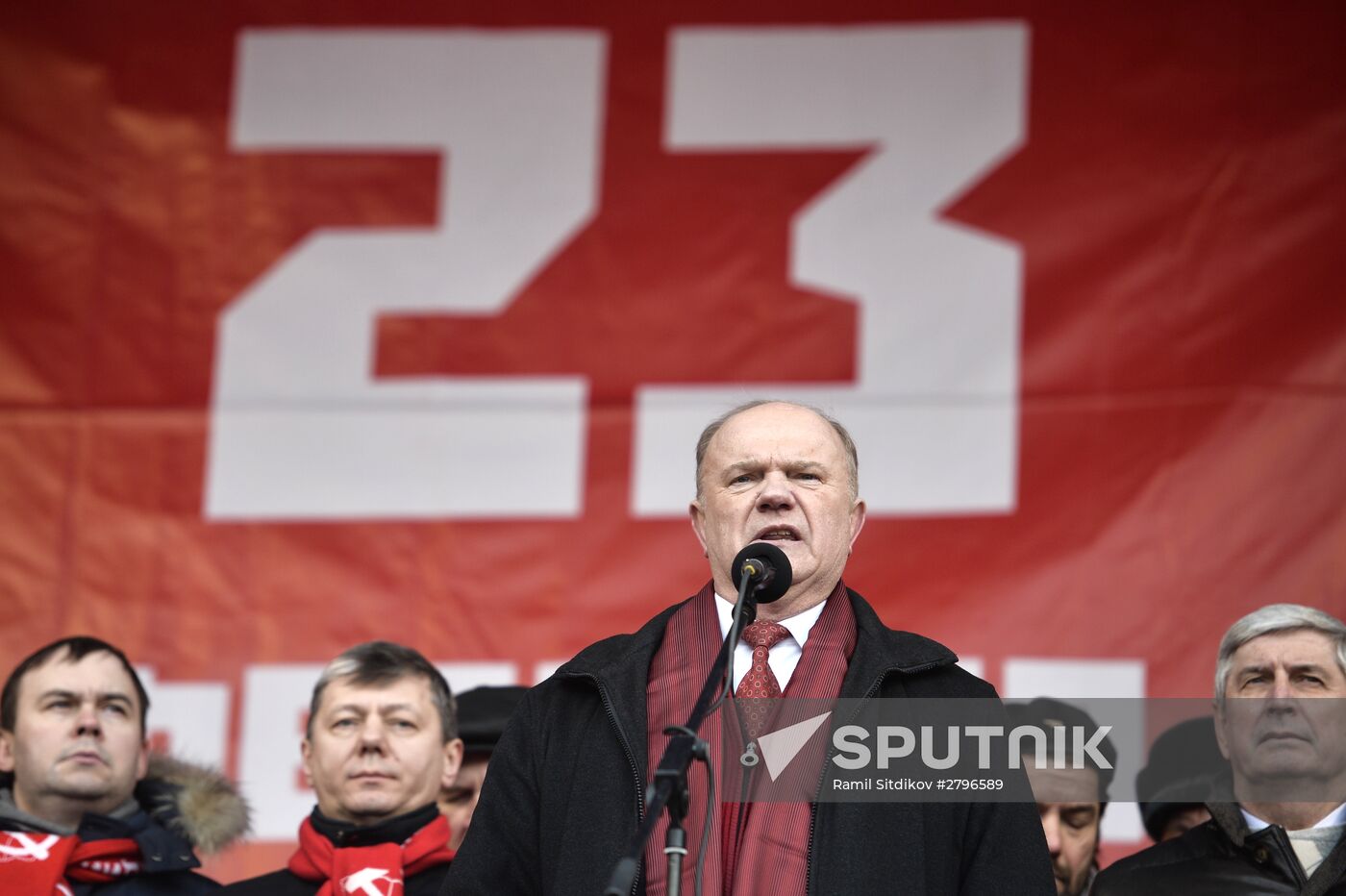 Communist Party's march and rally devoted to 98th anniversary of Soviet Army and Navy