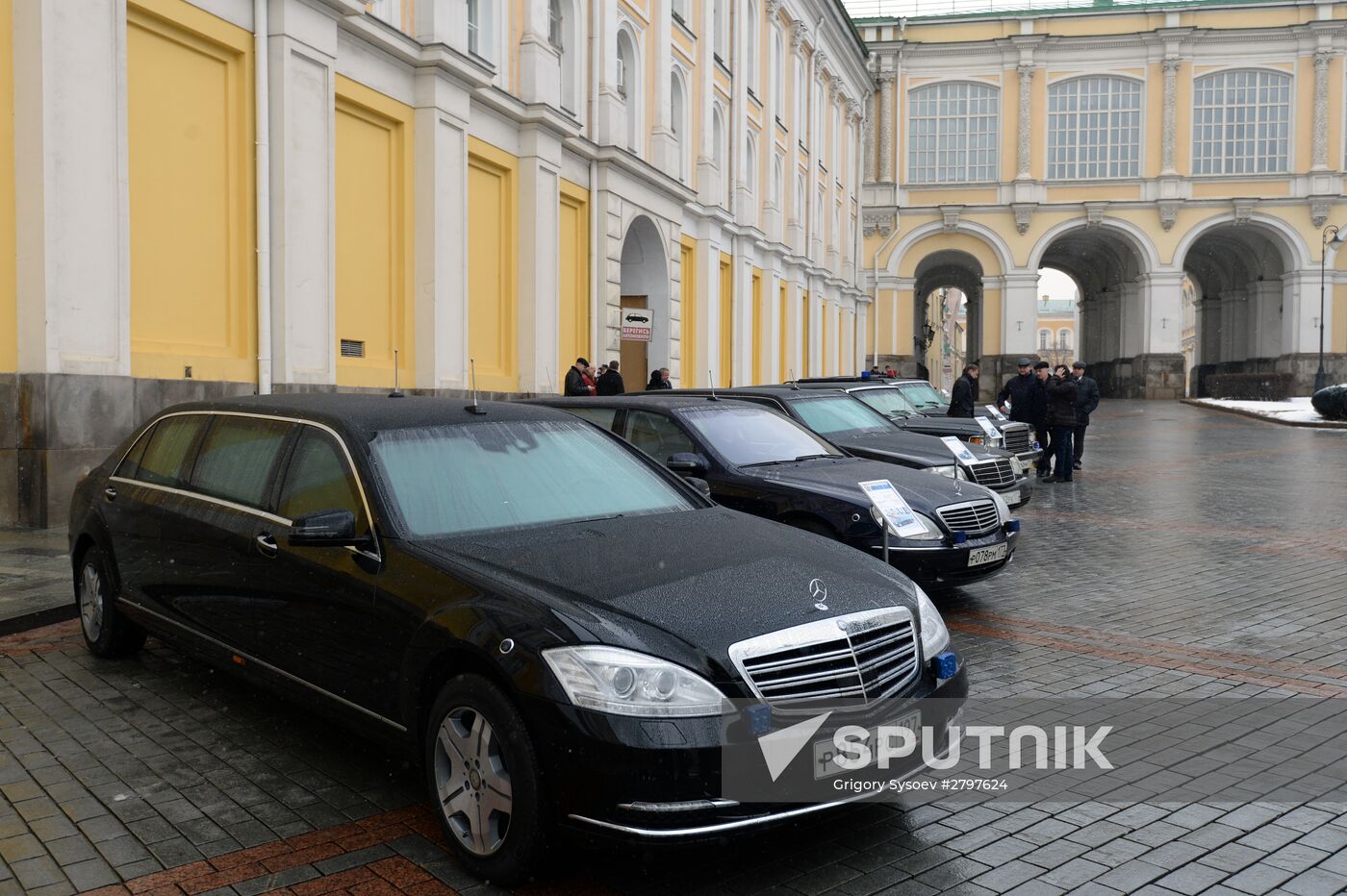 Federal Guard Service cars displayed in the Kremlin