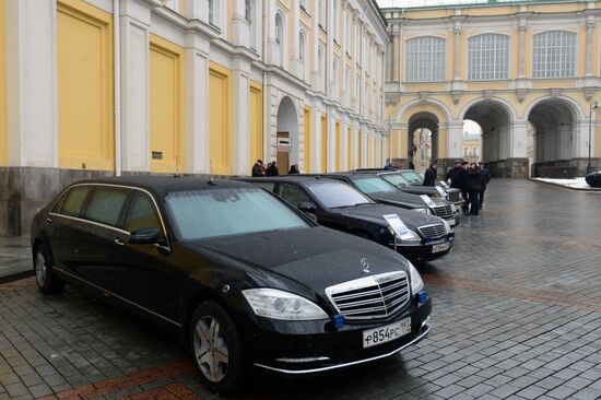 Federal Guard Service cars displayed in the Kremlin