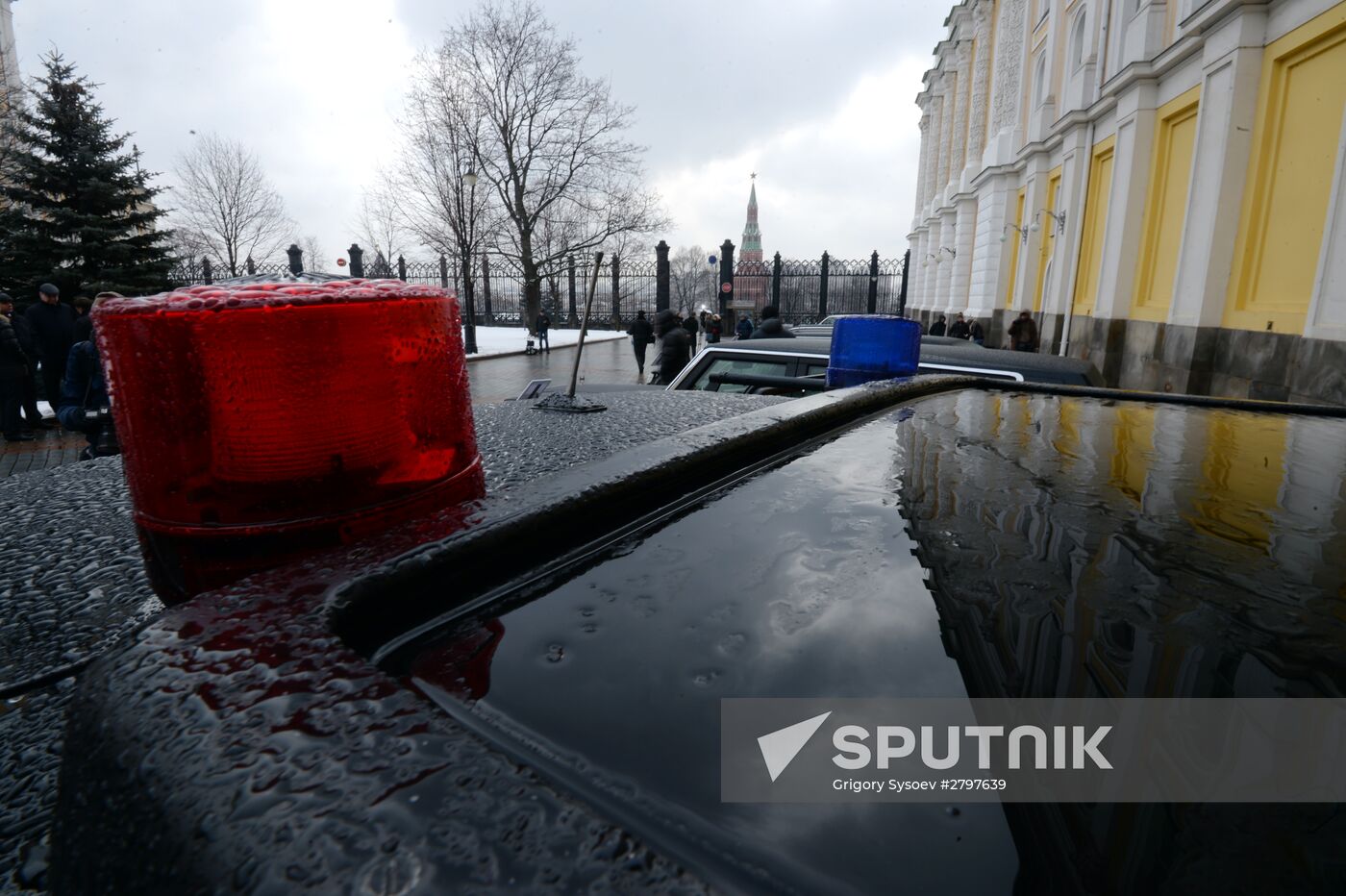 Federal Guard Service cars displayed in the Kremlin