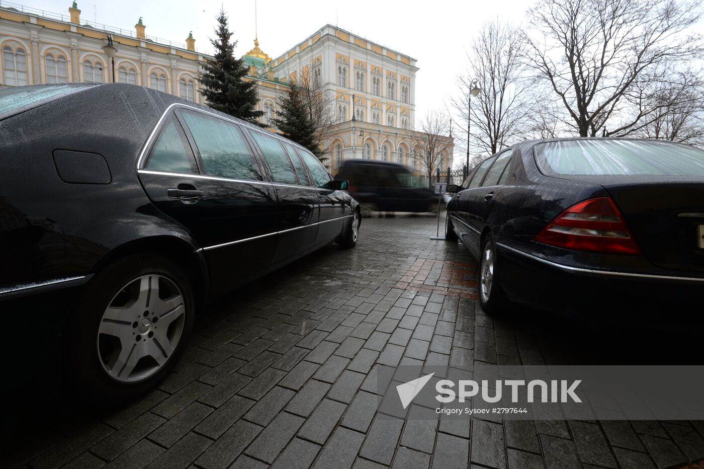 Federal Guard Service cars displayed in the Kremlin