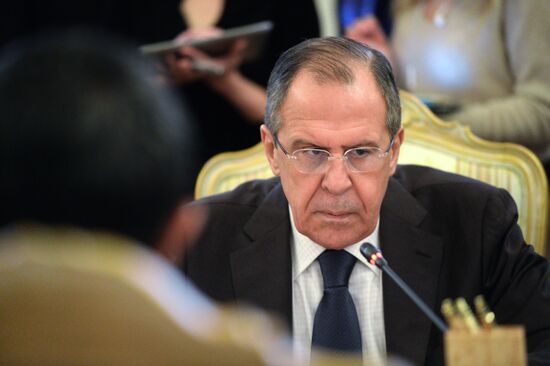 Foreign Minister Sergei Lavrov attends the third session of the Russian-Arab Cooperation Forum