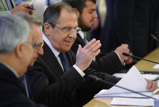 Foreign Minister Sergei Lavrov attends the third session of the Russian-Arab Cooperation Forum