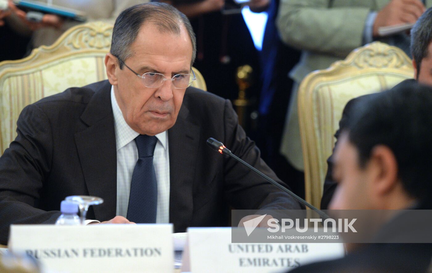 Foreign Minister Sergei Lavrov attends the third session of the Russian-Arab Cooperation Forum