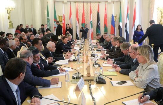 Foreign Minister Sergei Lavrov attends the third session of the Russian-Arab Cooperation Forum