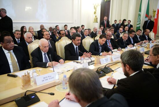 Foreign Minister Sergei Lavrov attends the third session of the Russian-Arab Cooperation Forum