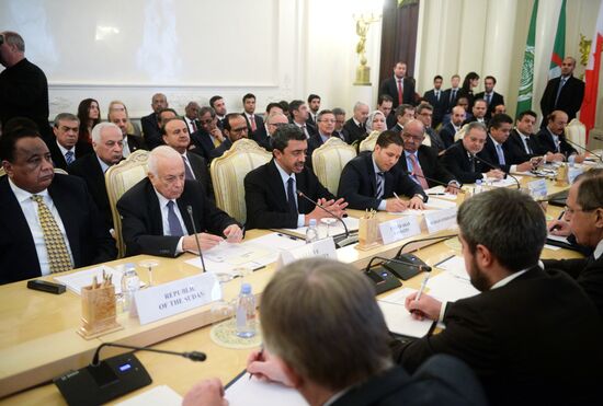 Foreign Minister Sergei Lavrov attends the third session of the Russian-Arab Cooperation Forum