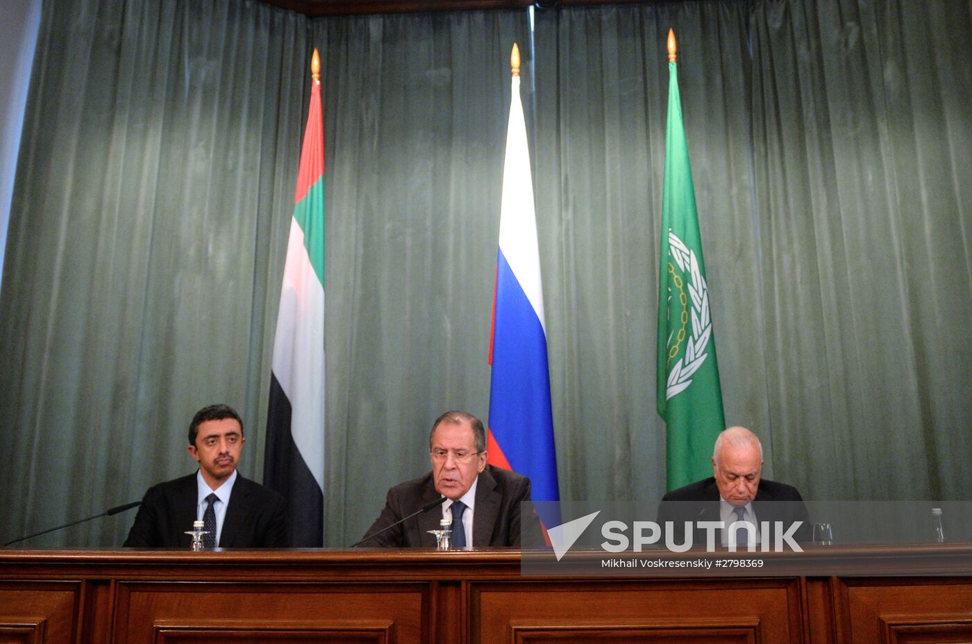 Foreign Minister Sergei Lavrov attends the third session of the Russian-Arab Cooperation Forum