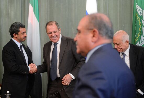 Foreign Minister Sergei Lavrov attends the third session of the Russian-Arab Cooperation Forum