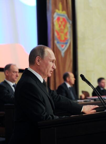 Russian President Vladimir Putin attends meeting of Federal Security Service board