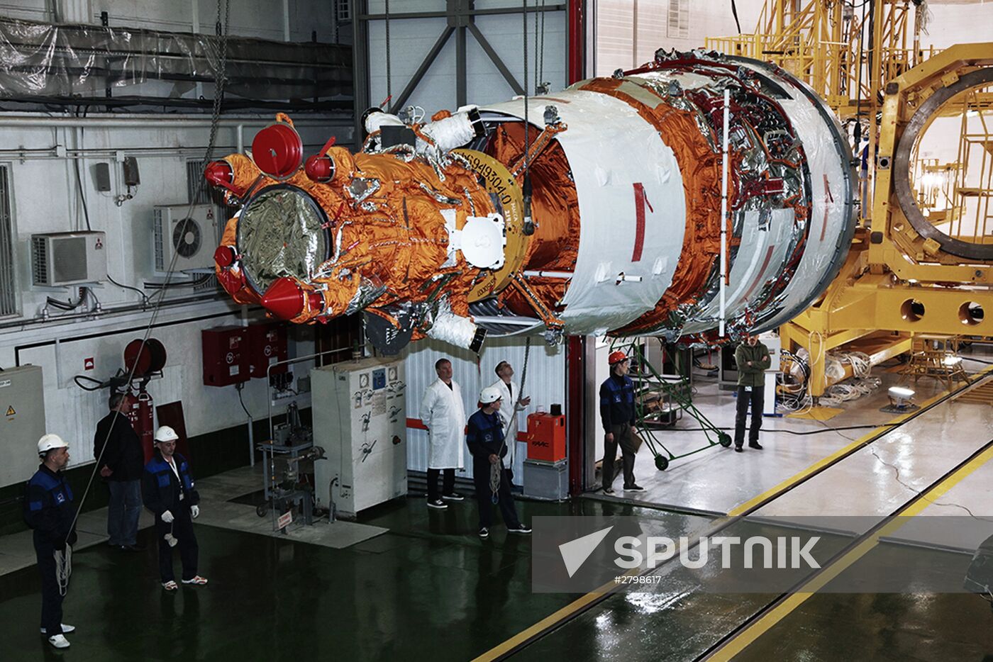 Resurs-P No. 3 spacecraft prepared for launch at Baikonur Cosmodrome