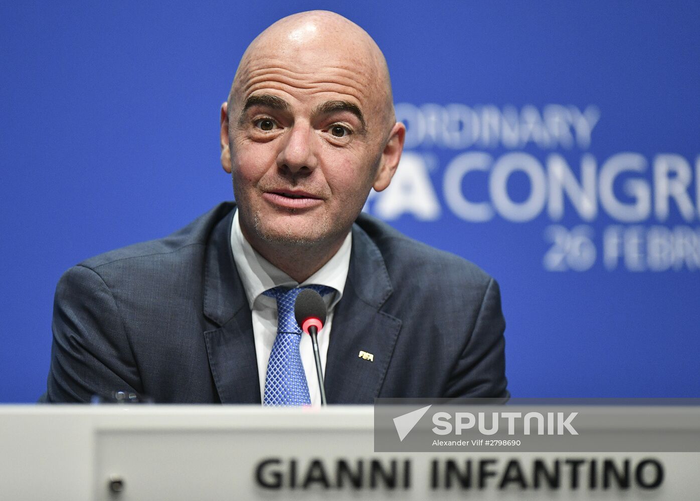 New FIFA President Gianni Infantino at news conference