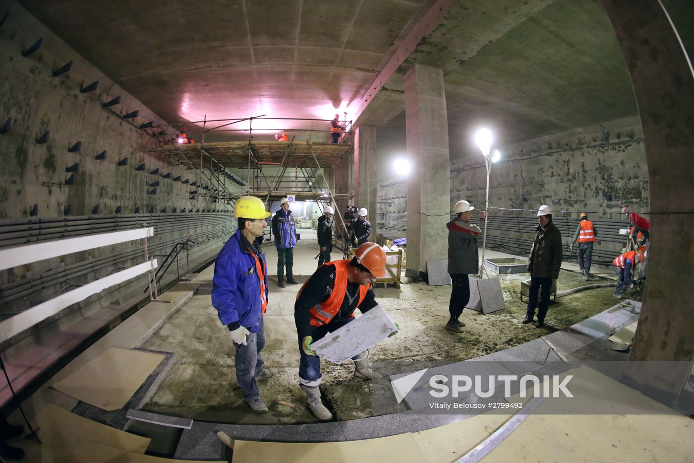 Moscow Mayor Sergei Sobyanin inspects construction of Ramenki metro station