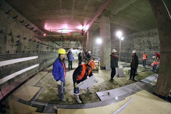 Moscow Mayor Sergei Sobyanin inspects construction of Ramenki metro station