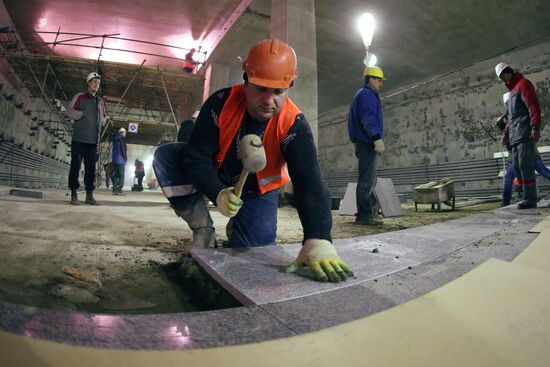 Moscow Mayor Sergei Sobyanin inspects construction of Ramenki metro station