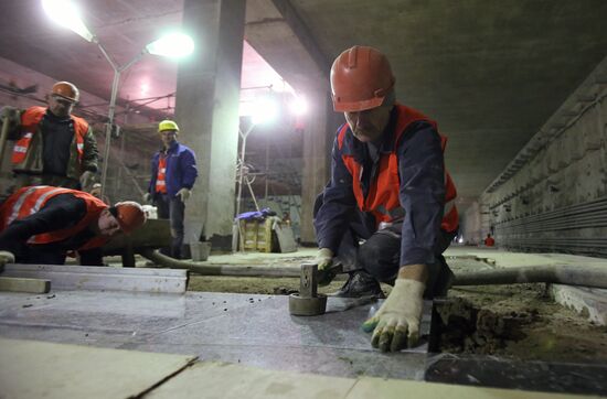 Moscow Mayor Sergei Sobyanin inspects construction of Ramenki metro station