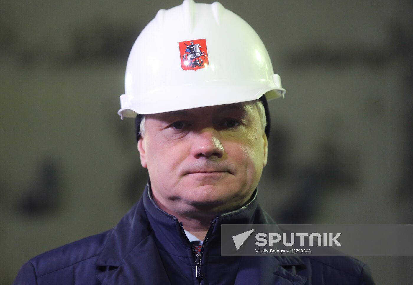 Moscow Mayor Sergei Sobyanin inspects construction of Ramenki metro station