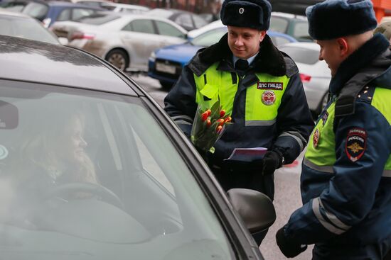 Russian road police wish female drivers happy International Women's Day