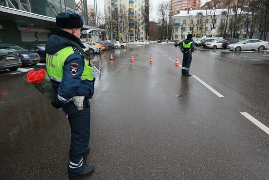 Russian road police wish female drivers happy International Women's Day