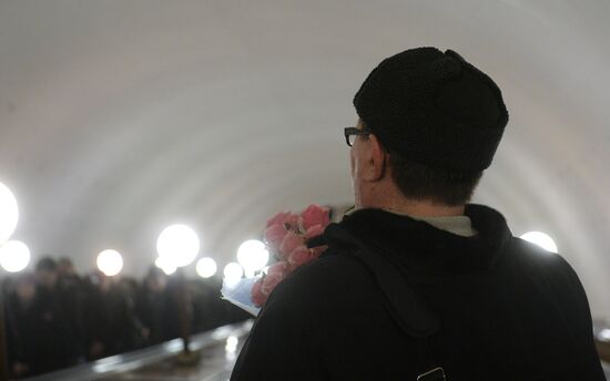 Selling flowers on International Women's Day