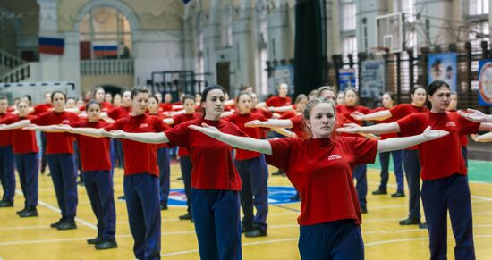 Training sessions with female cadets of the Military Space Academy in St. Petersburg