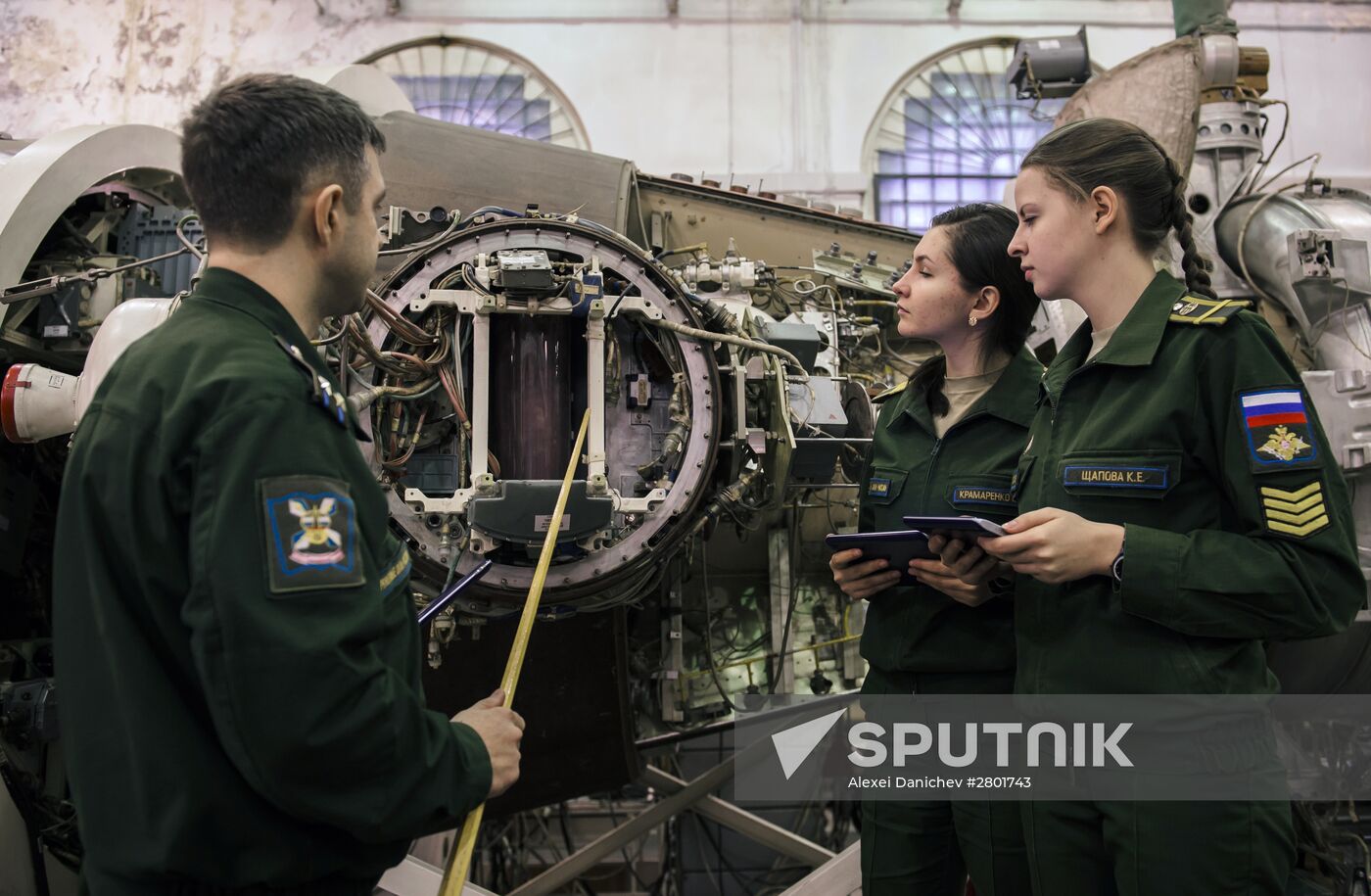 Training sessions with female cadets of the Military Space Academy in St. Petersburg