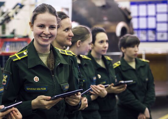 Training sessions with female cadets of the Military Space Academy in St. Petersburg