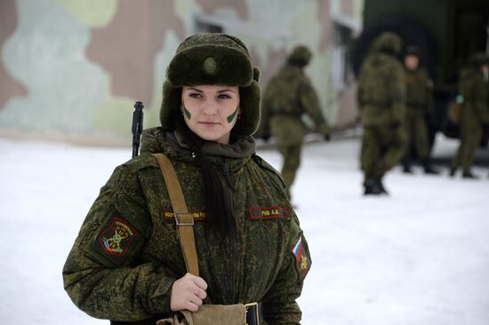 "Makeup under Camouflage" contest for female troops in Pereslavl-Zalessky