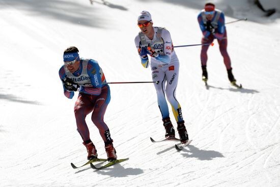 Cross-country skiing. World cup. Men's skiathlon