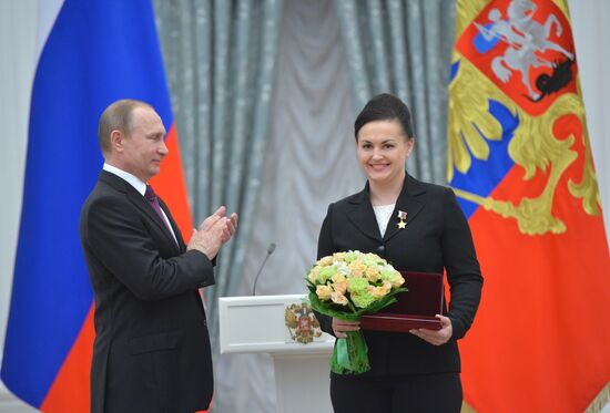 President Vladimir Putin gives government awards in Kremlin