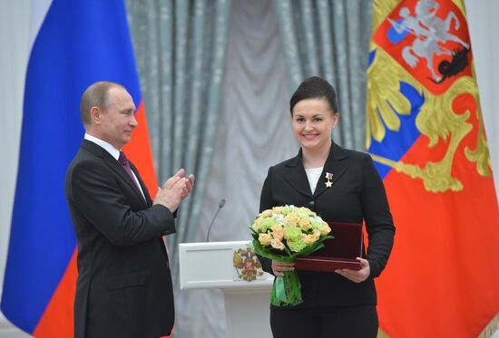 President Vladimir Putin gives government awards in Kremlin