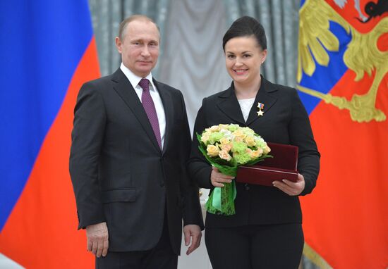 President Vladimir Putin gives government awards in Kremlin