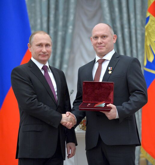 President Vladimir Putin gives government awards in Kremlin