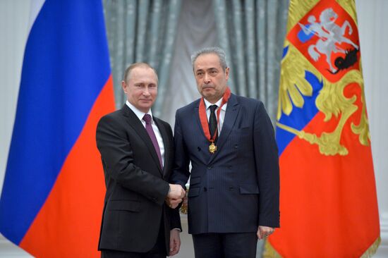 President Vladimir Putin gives government awards in Kremlin